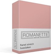 Romanette Stretch - Flanel - Hoeslaken - Eenpersoons - 80/90/100x200/220 cm - Poederrose