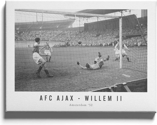 Walljar - Poster Ajax - Voetbal - Amsterdam - Eredivisie - Zwart wit - AFC Ajax - Willem II '52 - 70 x 100 cm - Zwart wit poster