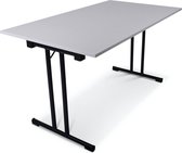 Inklapbare tafel recht | 160x80 | T-frame | Blad: Grijs | Frame: Zwart