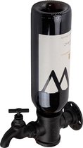 Decopatent® Wand Wijnrek - Metaal - Voor 1 Wijnfles en Fictieve Tap Kraan - Flessenrek - Muur Wijnflesrek  - Wijnrekje - Zwart