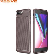 Xssive Carbon TPU Cover voor Apple iPhone 7 Plus - iPhone 8 Plus - Bruin