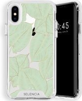 Selencia Zarya Fashion Extra Beschermende Backcover iPhone Xs / X hoesje - Gold Green Botanic