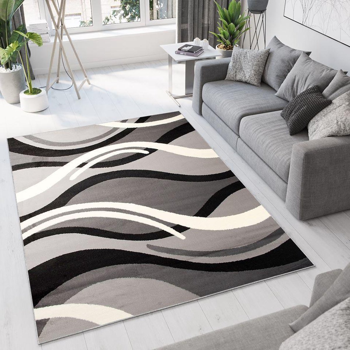 Tapiso Dream Vloerkleed Grijs Zwart Wit Woonkamer Tapijt Maat- 250x350