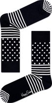 Happy Socks Stripe Dots Block Sokken - Zwart/Wit  - Maat 41-46