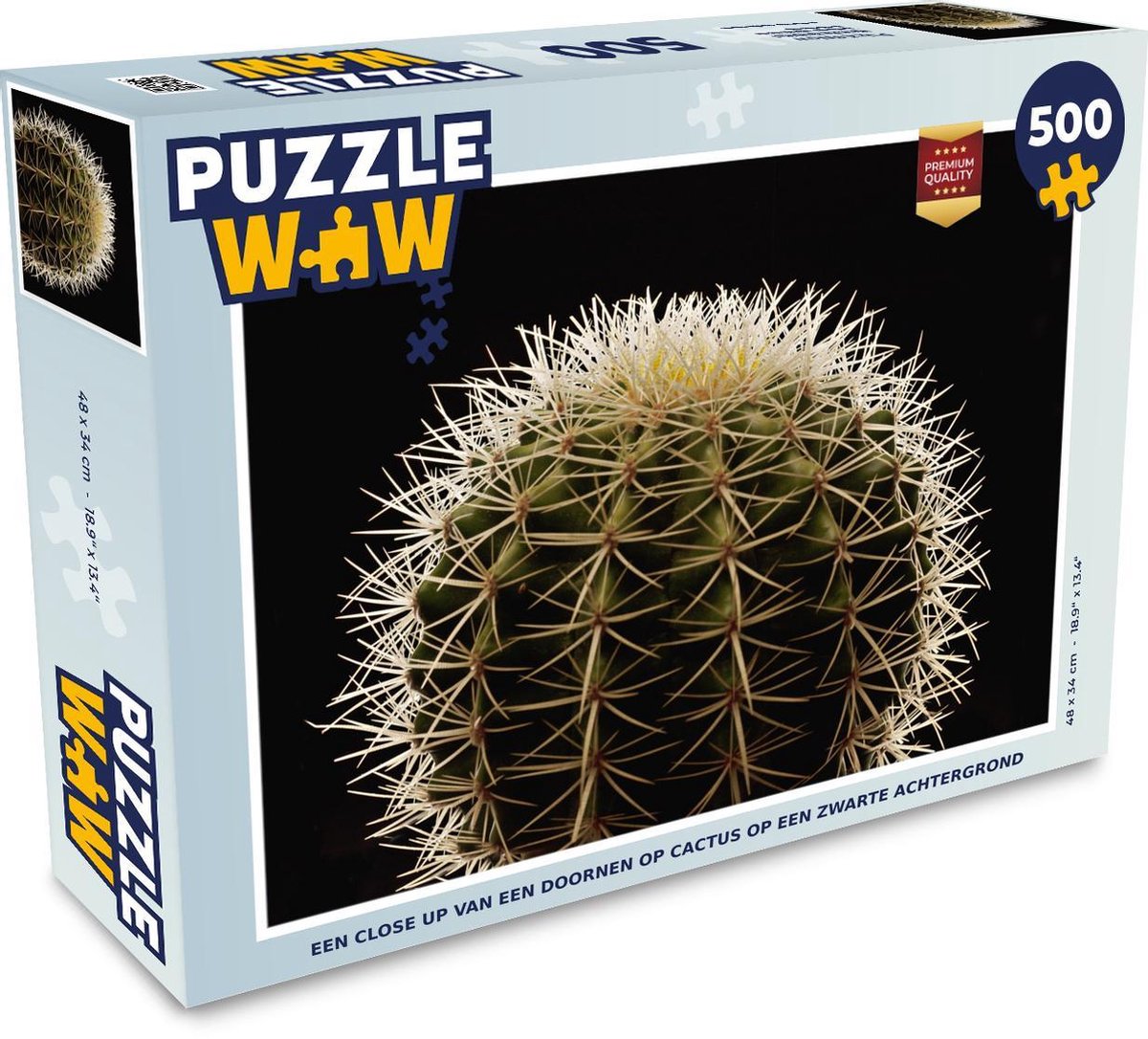 Afbeelding van product Puzzel 500 stukjes Planten op een zwarte achtergrond - Een close up van een doornen op cactus op een zwarte achtergrond - PuzzleWow heeft +100000 puzzels