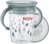 Nûby - Drinkbeker - 360° Wonder cup met handvatten in Tritan™ - Grijs - 240ml - 6m+