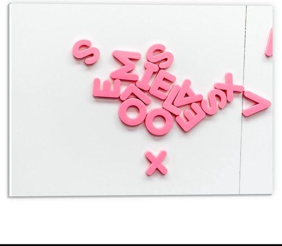 Forex - Roze Letterfiguren - 40x30cm Foto op Forex