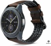 Strap-it Leren / siliconen smartwatch bandje - geschikt voor Samsung Galaxy Watch 1 42mm / Galaxy Watch 3 41mm / Galaxy Watch Active / Active2 40mm & 44mm / Gear Sport - bruin