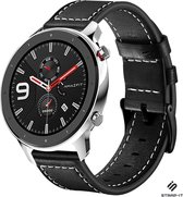 Leer Smartwatch bandje - Geschikt voor  Xiaomi Amazfit GTR leren bandje - zwart - 42mm - Strap-it Horlogeband / Polsband / Armband