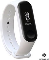 Siliconen Smartwatch bandje - Geschikt voor  Xiaomi Mi band 3 / 4 siliconen bandje - wit - Strap-it Horlogeband / Polsband / Armband