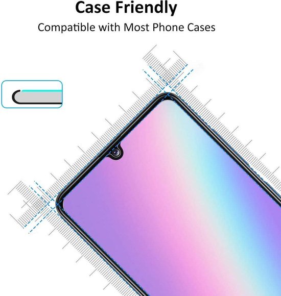 Telefoon screenprotector die compatibel is met hoesjes.