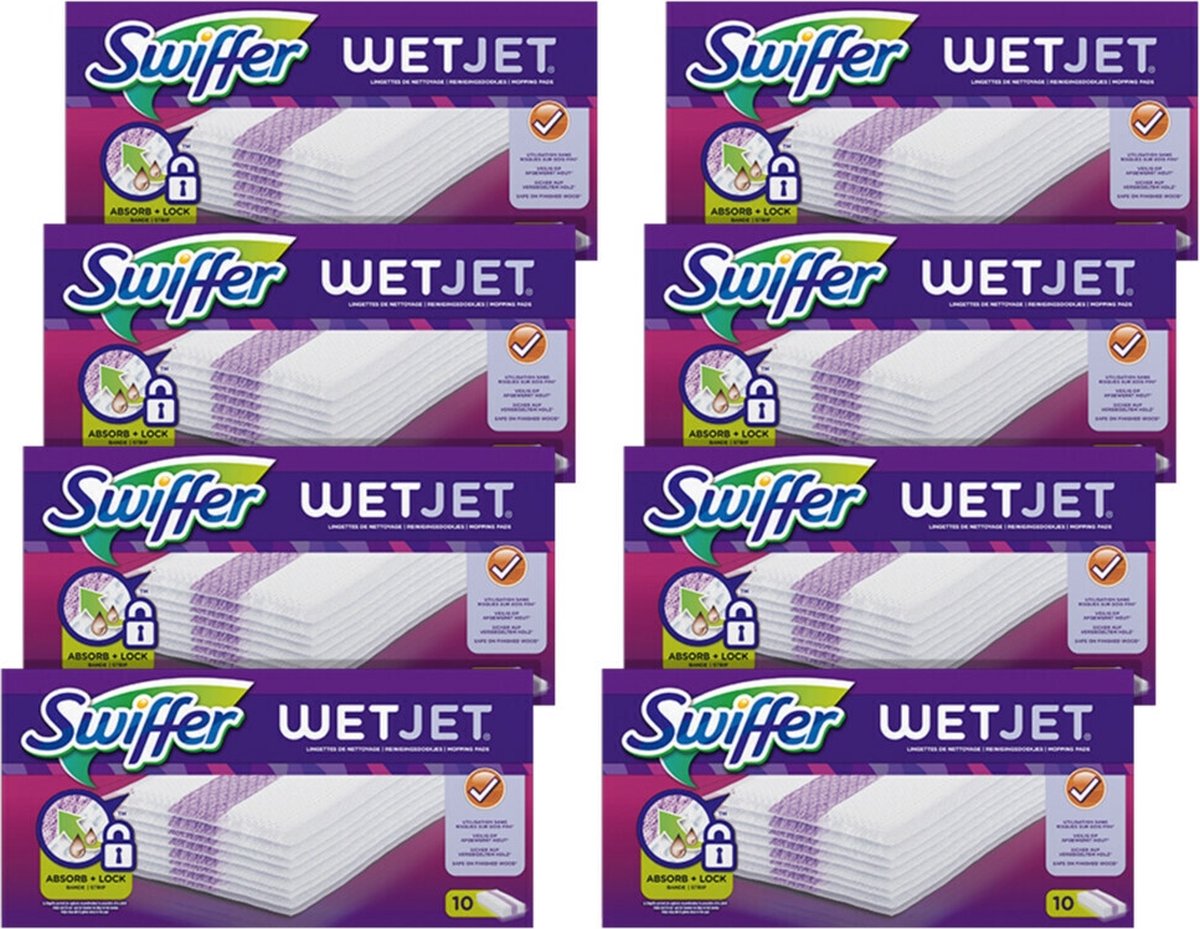 Swiffer Wetjet Balai Spray, 10 Recharges Lingettes Pour Tous Types De Sols