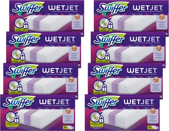 Swiffer WetJet Reinigingsdoekjes - Voordeelverpakking 8 x 10 Navullingen