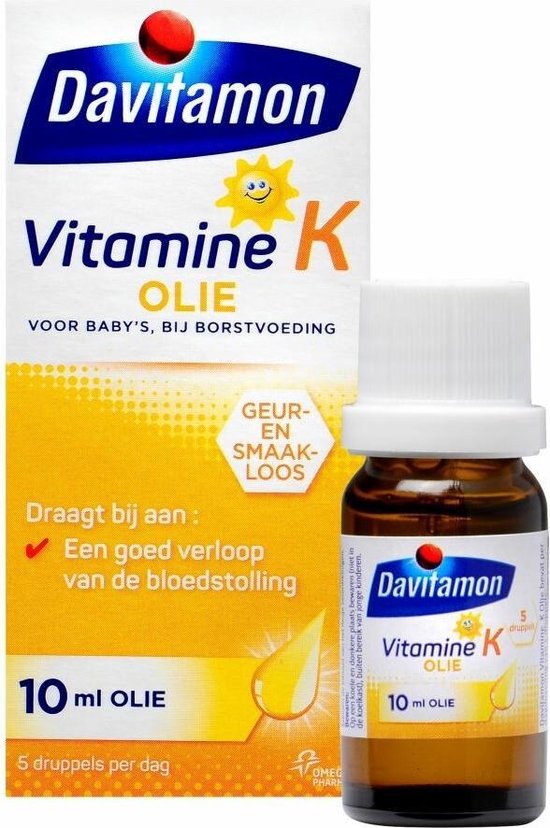 Davitamon Vitamine K Olie - vitamine K baby - speciaal ontwikkeld voor baby’s die nog borstvoeding krijgen - 10 ml