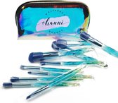 WAB | What About Beauty Shauni | make up kwastenset | 10 penselen - met make up bag | Blauw