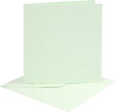 Kaarten en enveloppen, afmeting kaart 15,2x15,2 cm,  210 gr, lichtgroen, 4sets, afmeting envelop 16x16 cm