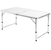 Casaria Table de camping en aluminium blanc 120x60x70cm pliable
