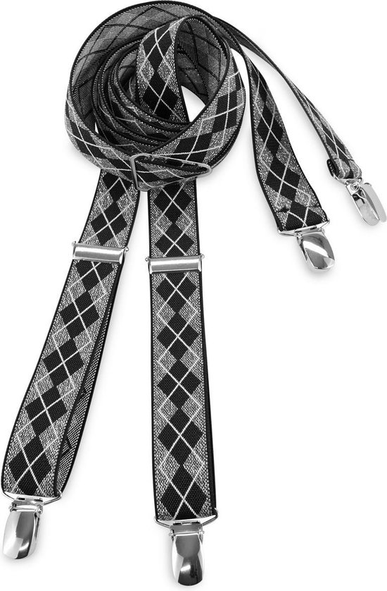 We Love Ties - Bretels - 100% made in NL, Mister Glitter - zwart / grijs / zilver glitter