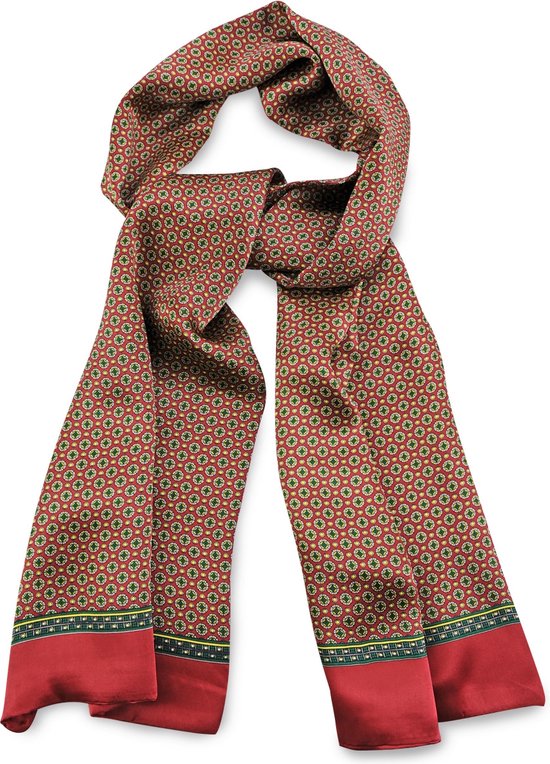 We Love Ties Écharpe pour homme en Silk ornementale, rouge / vert / jaune