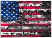 Dibond - Amerikaanse Vlag Geschilderd - 40x30cm Foto op Aluminium (Wanddecoratie van metaal)