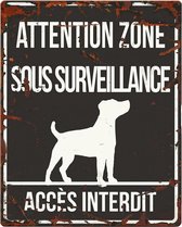 D&D Waakbord / Warning sign square jack russel f Zwart 20x25cm