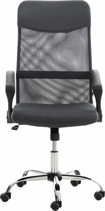 CLP Washington Bureaustoel | Kunstleer en netbekleding | Kantoorstoel met Zithoogte: 47 -55 cm grijs
