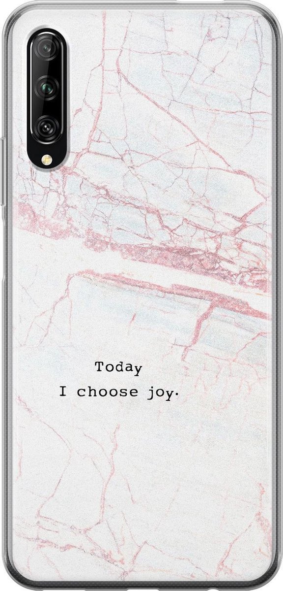 Huawei P Smart Pro hoesje - Today I choose joy - Soft Case Telefoonhoesje - Tekst - Grijs