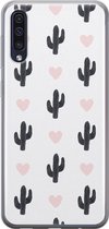 Samsung Galaxy A70 hoesje siliconen - Cactus hartjes - Soft Case Telefoonhoesje - Planten - Zwart