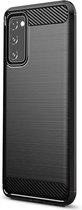Geborsteld TPU Hoesje Geschikt voor Samsung Galaxy S20 FE | Beschermhoes | Back Cover | Flexibel TPU | Stijlvol Carbon | Dun | Zwart