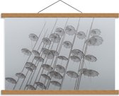 Schoolplaat – Zwevende Paraplu's - 60x40cm Foto op Textielposter (Wanddecoratie op Schoolplaat)