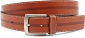 Cognackleurige heren vrijetijds riem 3.5 cm breed - Cognac - Casual - Echt Leer - Taille: 110cm - Totale lengte riem: 125cm