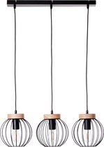 BRILLIANT Sorana hanglamp 3-vlams zwart / houtkleurige binnenverlichting, hanglampen, serie | 3x A60, E27, 40W, geschikt voor normale lampen (niet inbegrepen) | A ++ | Hout uit duurzame bosbo