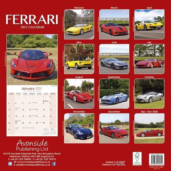 Auto kalender 2021 Ferrari - Droomauto - Auto fan - Maandkalenders/ jaarkalenders... | bol.com
