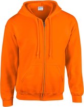 Gildan Zware Blend Unisex Adult Full Zip Hooded Sweatshirt Top (Veiligheid Oranje)