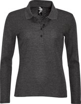 SOLS Dames/dames Podium Lange Mouw Pique Katoenen Polo Shirt (Houtskool mergel)