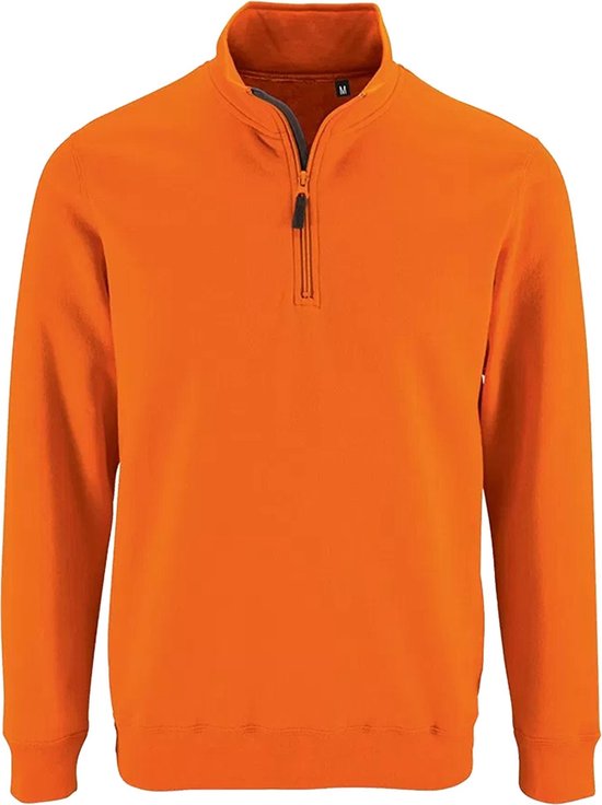 SOLS Heren Stan Contrast Zip Neck Sweatshirt (Oranje)