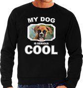 Boxer honden trui / sweater my dog is serious cool zwart - heren - Boxer liefhebber cadeau sweaters L