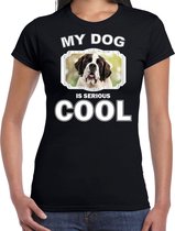 Sint bernard honden t-shirt my dog is serious cool zwart - dames - Sint bernards liefhebber cadeau shirt 2XL