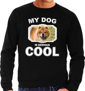 Chow chow honden trui / sweater my dog is serious cool zwart - heren - Chow chows liefhebber cadeau sweaters L