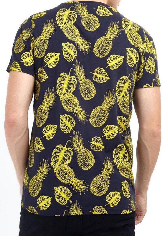 Gevoelig Komkommer Hoes Brave Soul Heren Ananas Print Crew T-Shirt met halsband (Donkere marine /  geel) | bol.com
