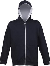 Awdis Kinder Unisex Varsity Hooded Sweatshirt / Hoodie / Zoodie / Schoolkleding (Nieuwe Franse marine / Heather Grey)