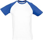 SOLS Heren Funky Contrast T-Shirt met korte mouwen (Wit/royaal blauw)