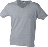 James and Nicholson Heren Slim Fit V Hals T-Shirt (Heide Grijs)