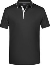 James and Nicholson Heren Polo Stripe Shirt (Zwart/Zilver)