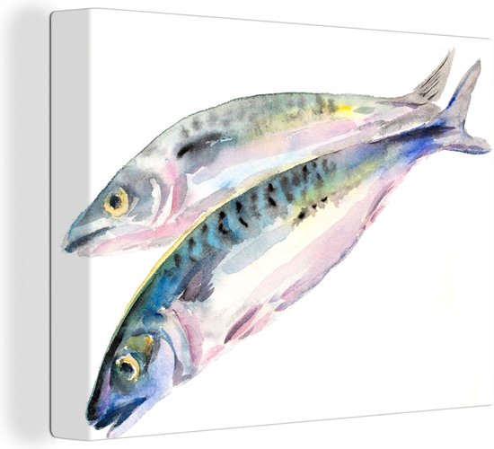 Une illustration de deux poissons 80x60 cm - Tirage photo sur toile (Décoration murale salon / chambre)
