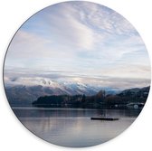 Dibond Wandcirkel - Meer bij Bergen - 60x60cm Foto op Aluminium Wandcirkel (met ophangsysteem)