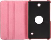 360 graden draaiend Litchi structuur lederen hoesje met houder voor Samsung Galaxy Tab 4 7.0 / SM-T230 (hard roze)