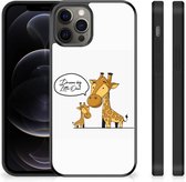 Smartphone Hoesje Geschikt voor iPhone 12 Pro Max Trendy Telefoonhoesjes met Zwarte rand Giraffe