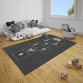 Kinderkamer vloerkleed Hink-Stap-Sprong - zwart/crème 80x150 cm