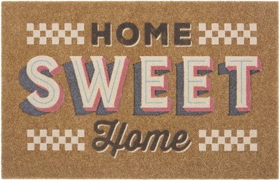 Deurmat Home Sweet Home kokos-optiek - bruin/crème 45x70 cm